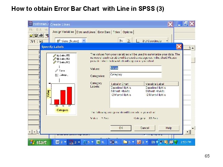 How to obtain Error Bar Chart with Line in SPSS (3) 65 