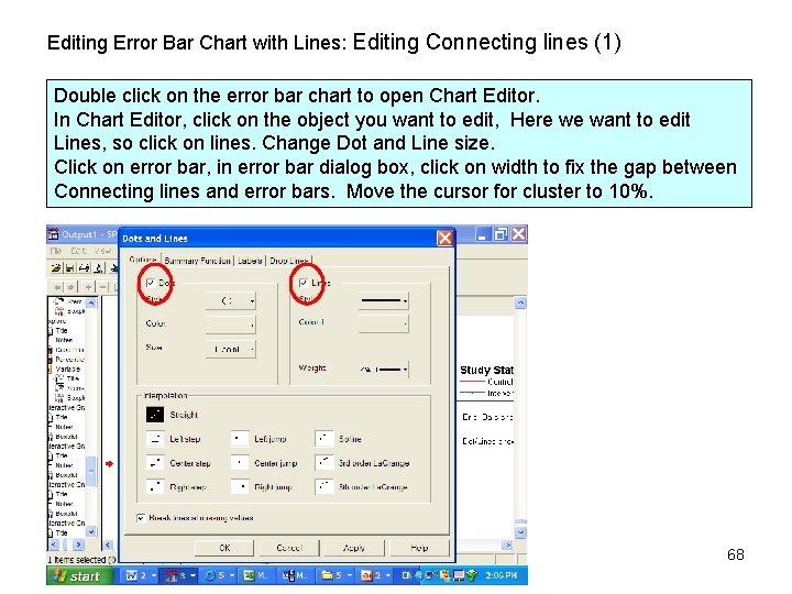 Editing Error Bar Chart with Lines: Editing Connecting lines (1) Double click on the