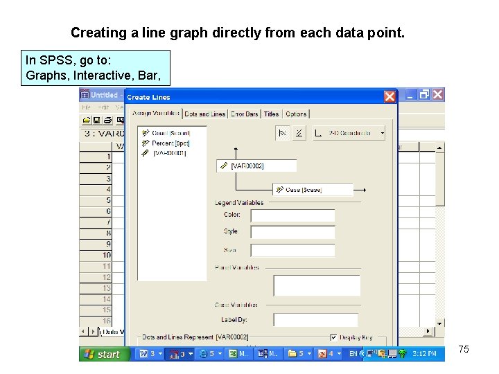 Creating a line graph directly from each data point. In SPSS, go to: Graphs,