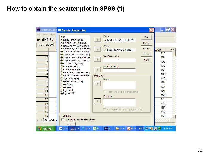 How to obtain the scatter plot in SPSS (1) 78 
