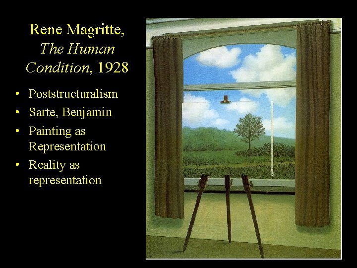 Rene Magritte, The Human Condition, 1928 • Poststructuralism • Sarte, Benjamin • Painting as