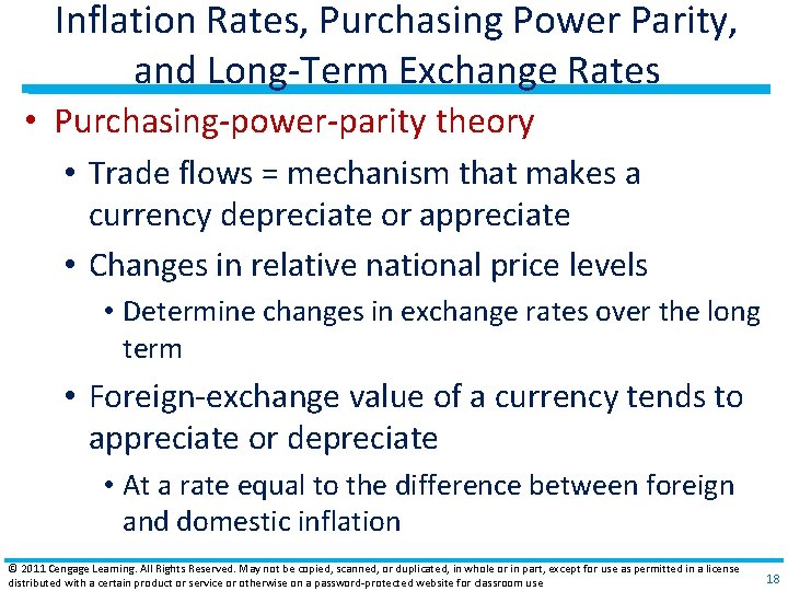 Inflation Rates, Purchasing Power Parity, and Long‐Term Exchange Rates • Purchasing‐power‐parity theory • Trade