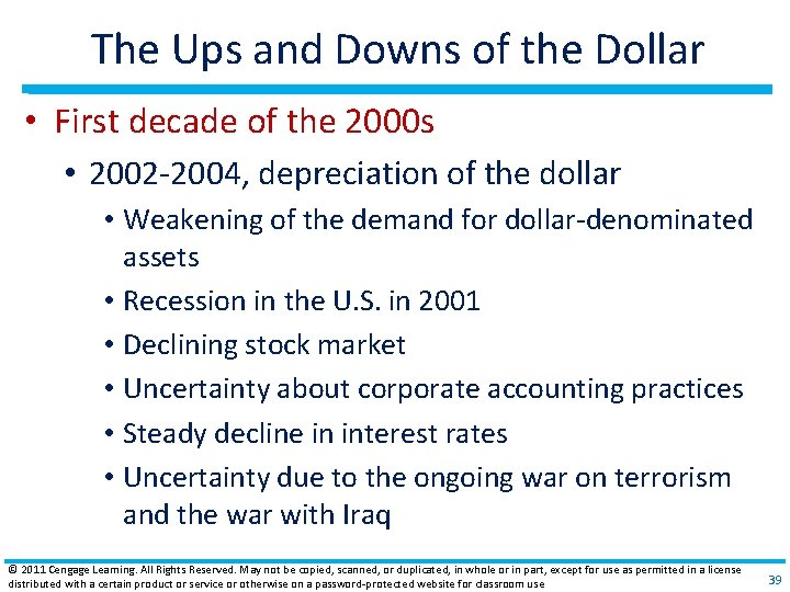 The Ups and Downs of the Dollar • First decade of the 2000 s