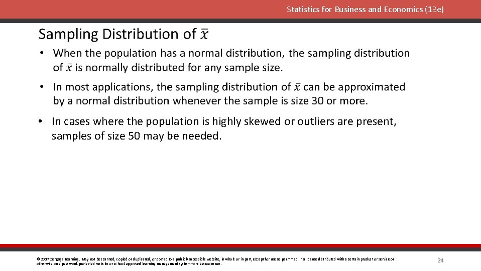 Statistics for Business and Economics (13 e) • In cases where the population is