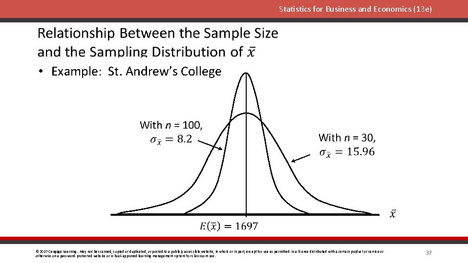 Statistics for Business and Economics (13 e) • Example: St. Andrew’s College © 2017