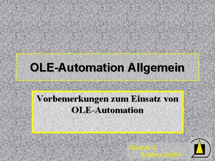 OLE-Automation Allgemein Vorbemerkungen zum Einsatz von OLE-Automation Wizards & Builders Gmb. H 