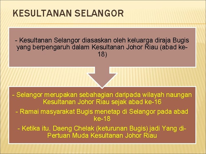 KESULTANAN SELANGOR - Kesultanan Selangor diasaskan oleh keluarga diraja Bugis yang berpengaruh dalam Kesultanan