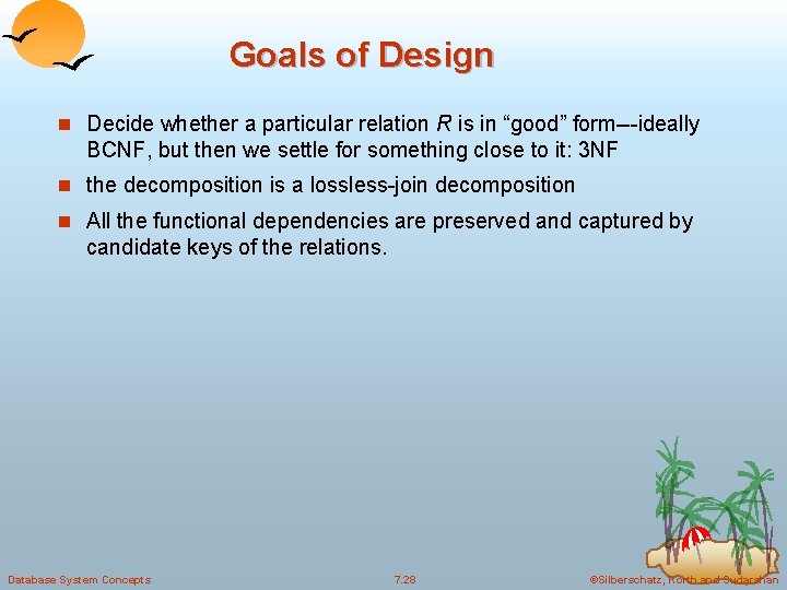 Goals of Design n Decide whether a particular relation R is in “good” form---ideally