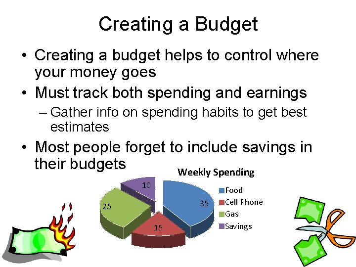 Creating a Budget • Creating a budget helps to control where your money goes