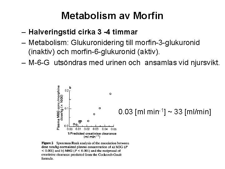 Metabolism av Morfin – Halveringstid cirka 3 -4 timmar – Metabolism: Glukuronidering till morfin-3