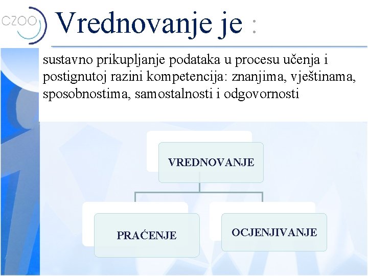 Vrednovanje je : sustavno prikupljanje podataka u procesu učenja i postignutoj razini kompetencija: znanjima,