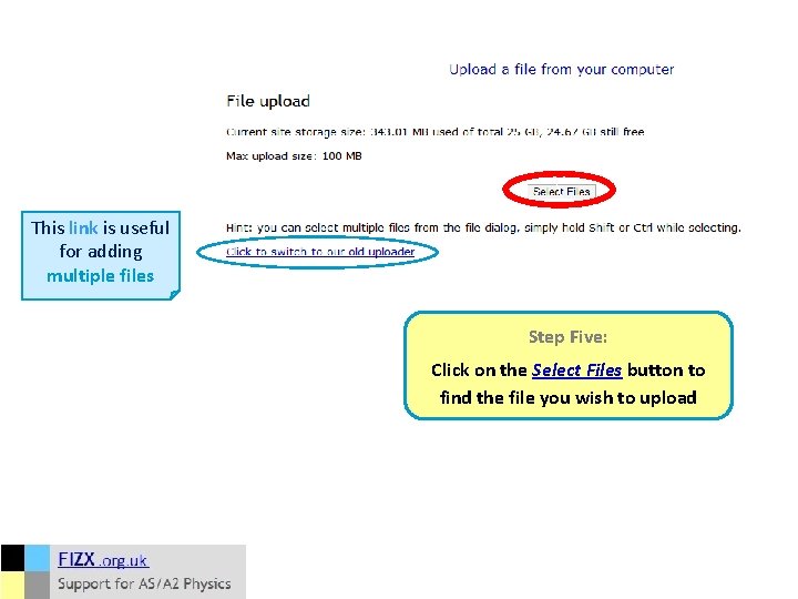  This link is useful for adding multiple files Step Five: Click on the
