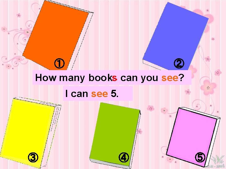 ① ② How many books can you see? books I can see 5. I