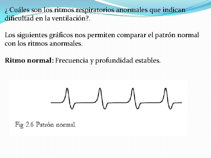 ¿ Cuáles son los ritmos respiratorios anormales que indican dificultad en la ventilación? .