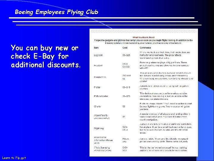 Boeing Employees Flying Club You can buy new or check E-Bay for additional discounts.