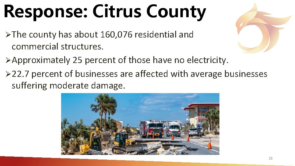 Response: Citrus County Ø The county has about 160, 076 residential and commercial structures.