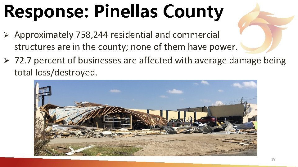 Response: Pinellas County Approximately 758, 244 residential and commercial structures are in the county;