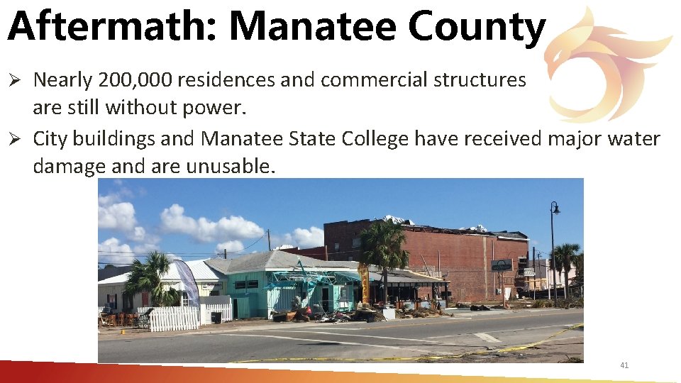 Aftermath: Manatee County Nearly 200, 000 residences and commercial structures are still without power.