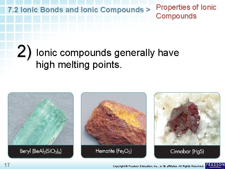 7. 2 Ionic Bonds and Ionic Compounds > Properties of Ionic Compounds 2) Ionic
