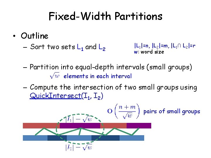 Fixed-Width Partitions • Outline – Sort two sets L 1 and L 2 |L