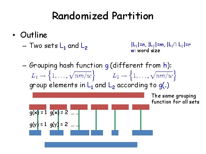 Randomized Partition • Outline – Two sets L 1 and L 2 |L 1|=n,