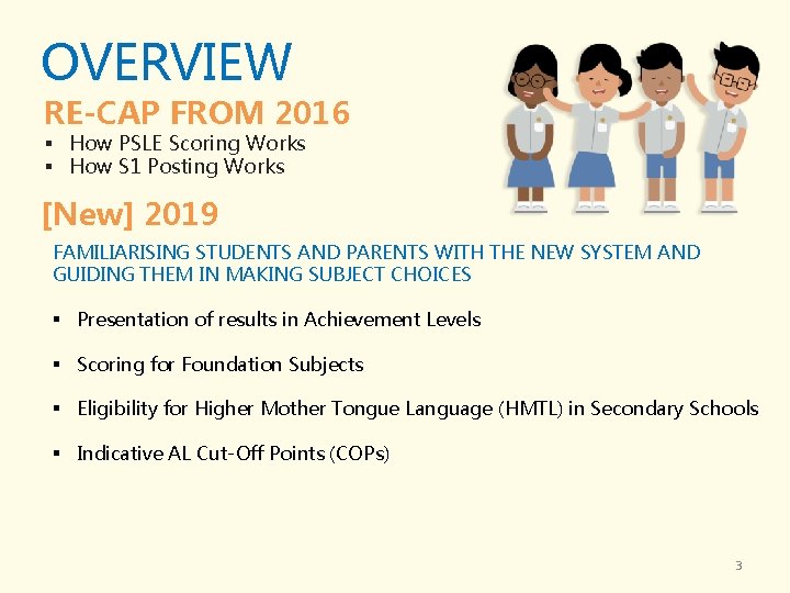 OVERVIEW RE-CAP FROM 2016 § How PSLE Scoring Works § How S 1 Posting