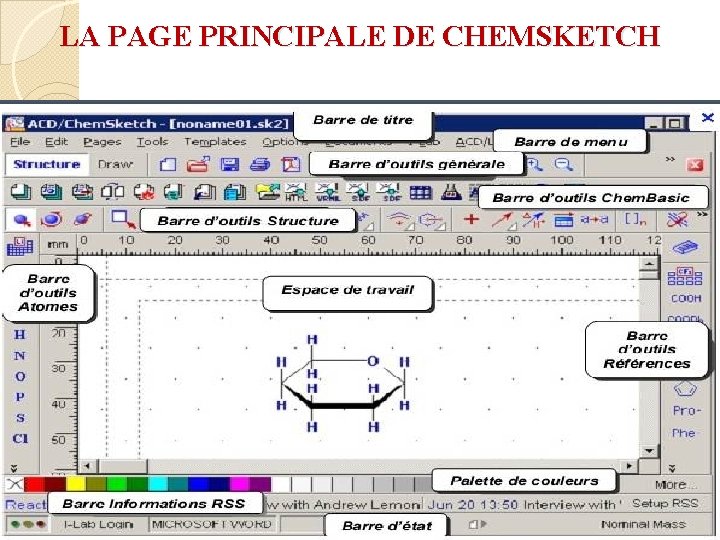 LA PAGE PRINCIPALE DE CHEMSKETCH 