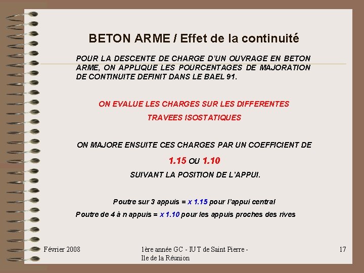 BETON ARME / Effet de la continuité POUR LA DESCENTE DE CHARGE D’UN OUVRAGE BETON ARME / Effet de la continuité POUR LA DESCENTE DE CHARGE D’UN OUVRAGE