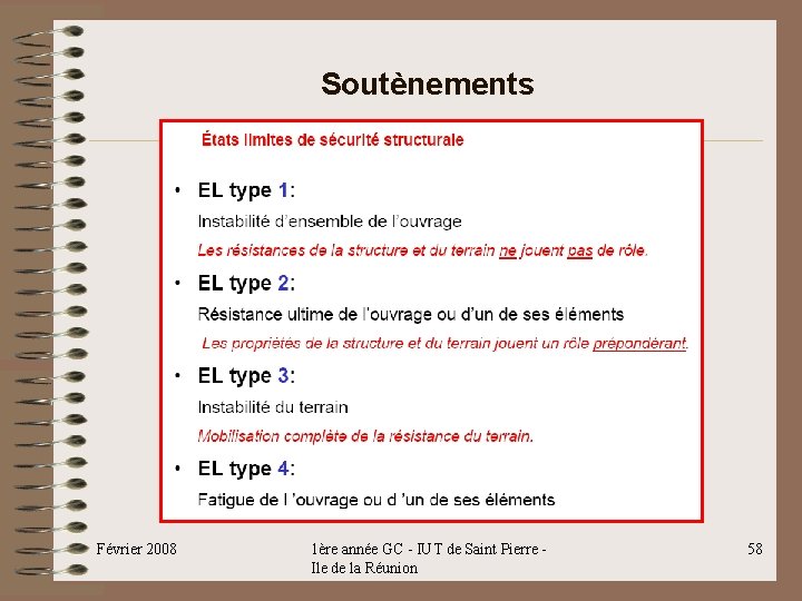Soutènements Février 2008 1ère année GC - IUT de Saint Pierre Ile de la Soutènements Février 2008 1ère année GC - IUT de Saint Pierre Ile de la