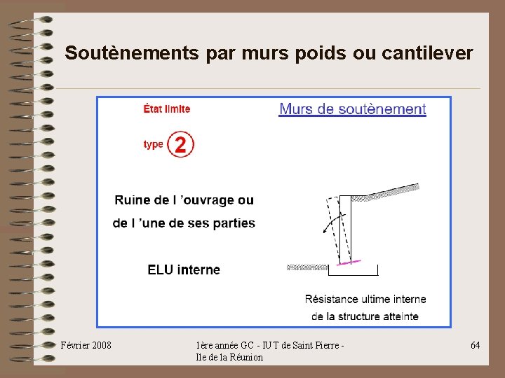 Soutènements par murs poids ou cantilever Février 2008 1ère année GC - IUT de Soutènements par murs poids ou cantilever Février 2008 1ère année GC - IUT de