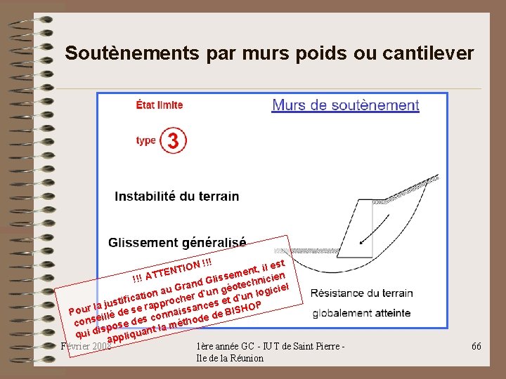 Soutènements par murs poids ou cantilever ! l est ON !! i I , Soutènements par murs poids ou cantilever ! l est ON !! i I ,