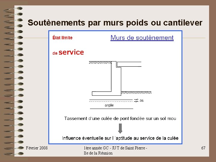 Soutènements par murs poids ou cantilever Février 2008 1ère année GC - IUT de Soutènements par murs poids ou cantilever Février 2008 1ère année GC - IUT de