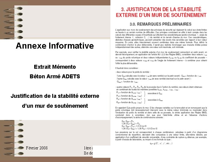 Annexe Informative Extrait Mémento Béton Armé ADETS Justification de la stabilité externe d’un mur Annexe Informative Extrait Mémento Béton Armé ADETS Justification de la stabilité externe d’un mur