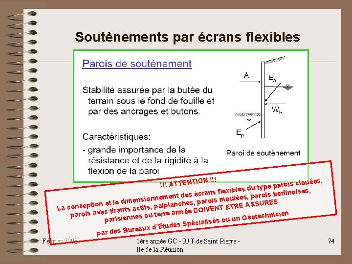 Soutènements par écrans flexibles ION !!! clouées, is o r !!! ATTENT a p Soutènements par écrans flexibles ION !!! clouées, is o r !!! ATTENT a p