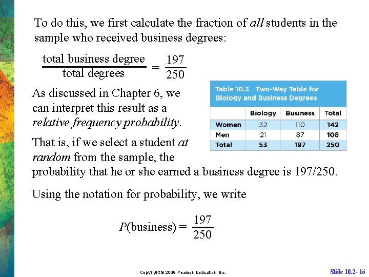 To do this, we first calculate the fraction of all students in the sample