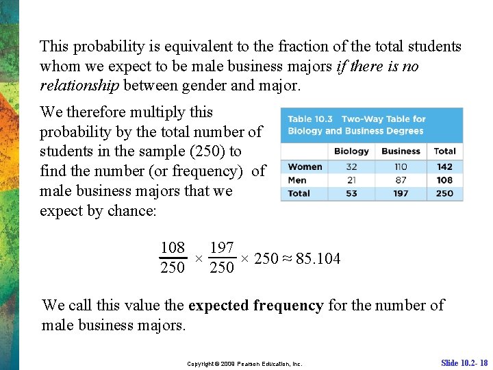 This probability is equivalent to the fraction of the total students whom we expect
