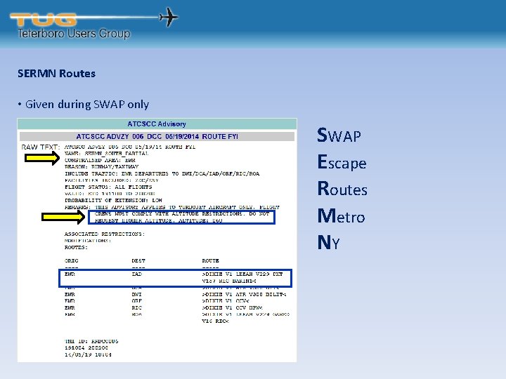 SERMN Routes • Given during SWAP only SWAP Escape Routes Metro NY 
