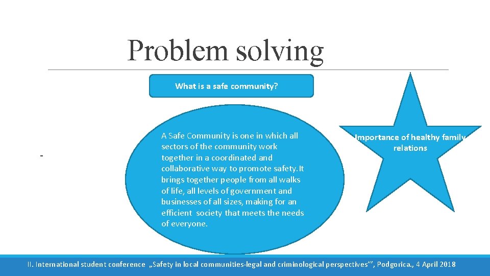 Problem solving What is a safe community? - A Safe Community is one in