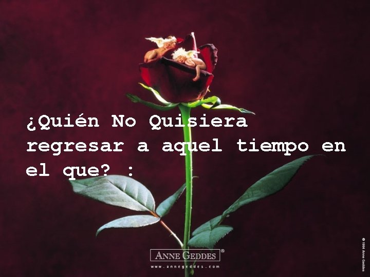 ¿Quién No Quisiera regresar a aquel tiempo en el que? : 