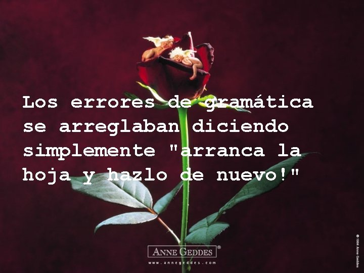 Los errores de gramática se arreglaban diciendo simplemente "arranca la hoja y hazlo de