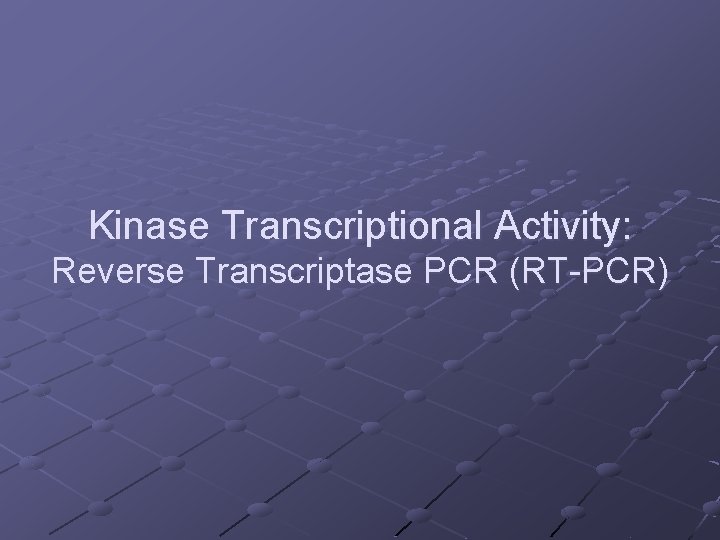 Kinase Transcriptional Activity: Reverse Transcriptase PCR (RT-PCR) 