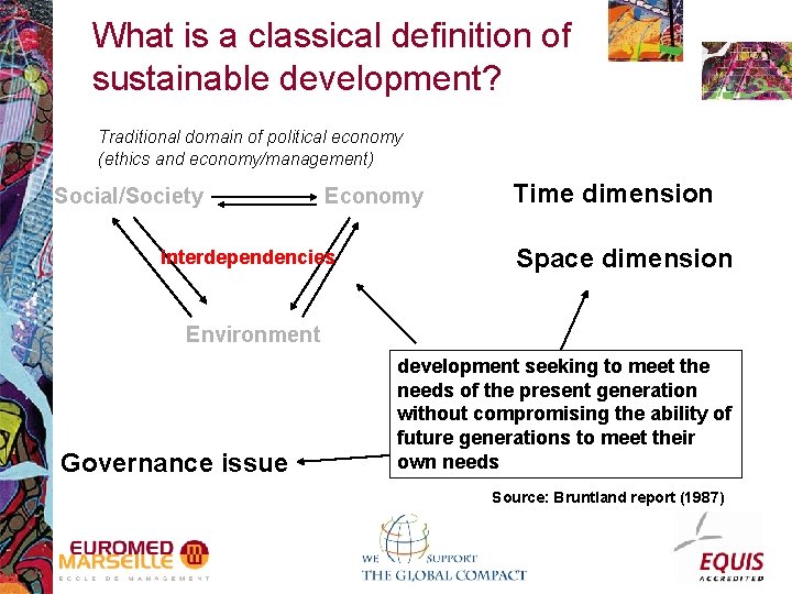 What is a classical definition of sustainable development? Traditional domain of political economy (ethics