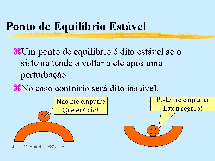 Ponto de Equilíbrio Estável z. Um ponto de equilíbrio é dito estável se o