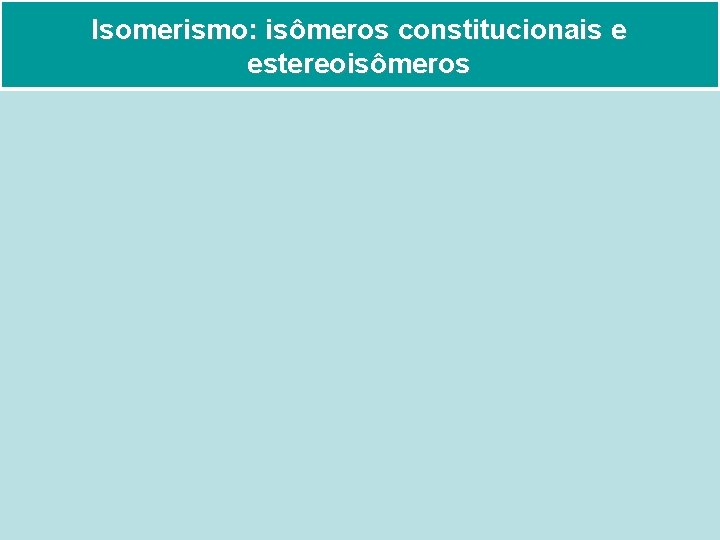 Isomerismo: isômeros constitucionais e estereoisômeros 