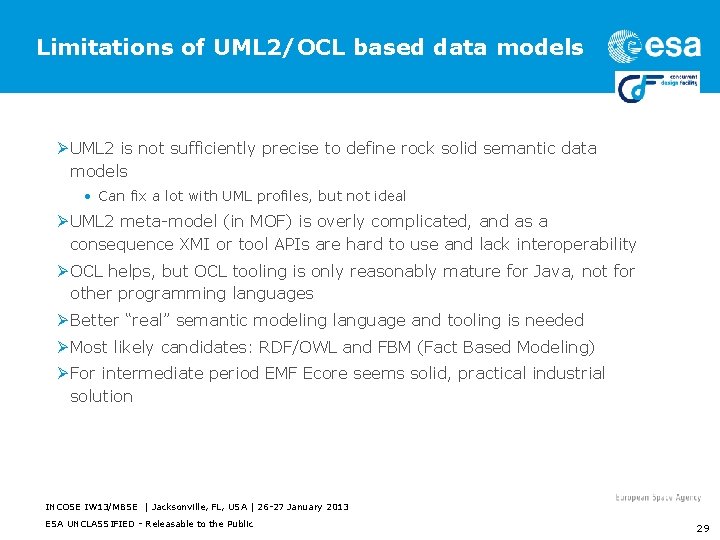 Limitations of UML 2/OCL based data models Ø UML 2 is not sufficiently precise