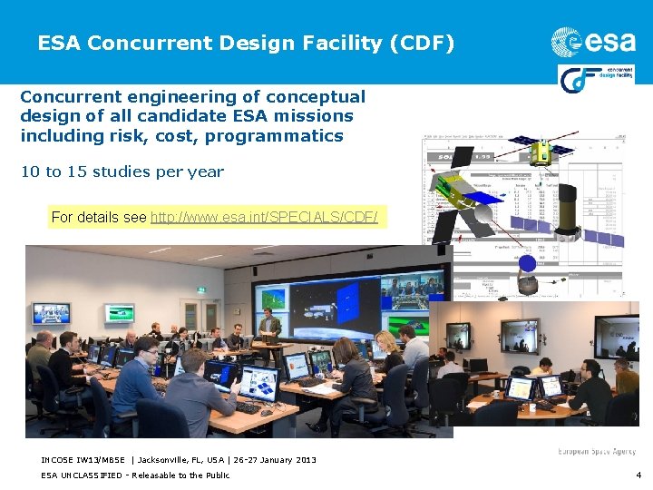 ESA Concurrent Design Facility (CDF) Concurrent engineering of conceptual design of all candidate ESA