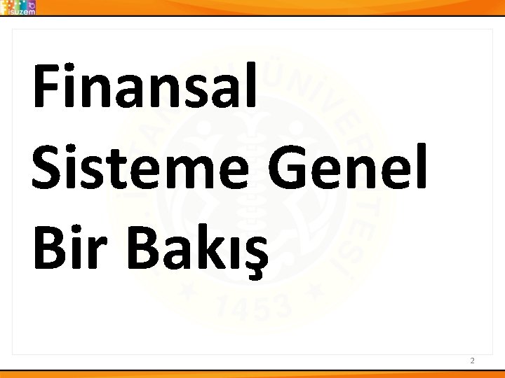 Finansal Sisteme Genel Bir Bakış 2 