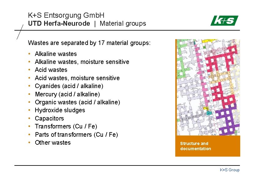 K+S Entsorgung Gmb. H UTD Herfa-Neurode | Material groups Wastes are separated by 17