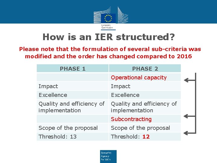 How is an IER structured? Please note that the formulation of several sub-criteria was