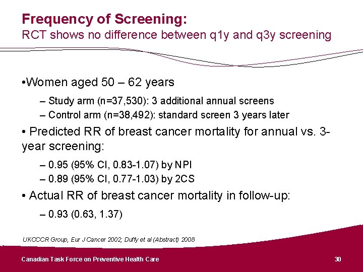 Frequency of Screening: RCT shows no difference between q 1 y and q 3